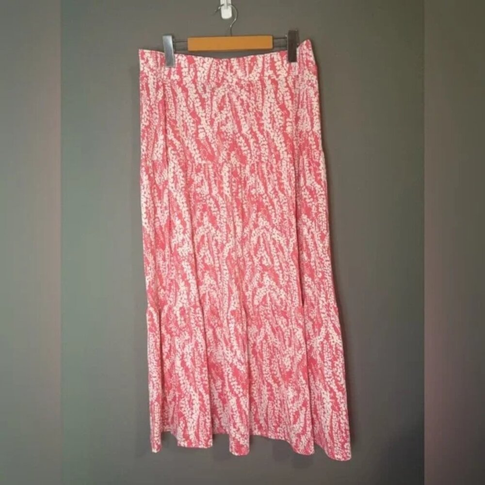 Marble size M Pink Patterned Women's Maxi Skirt with thick waist band